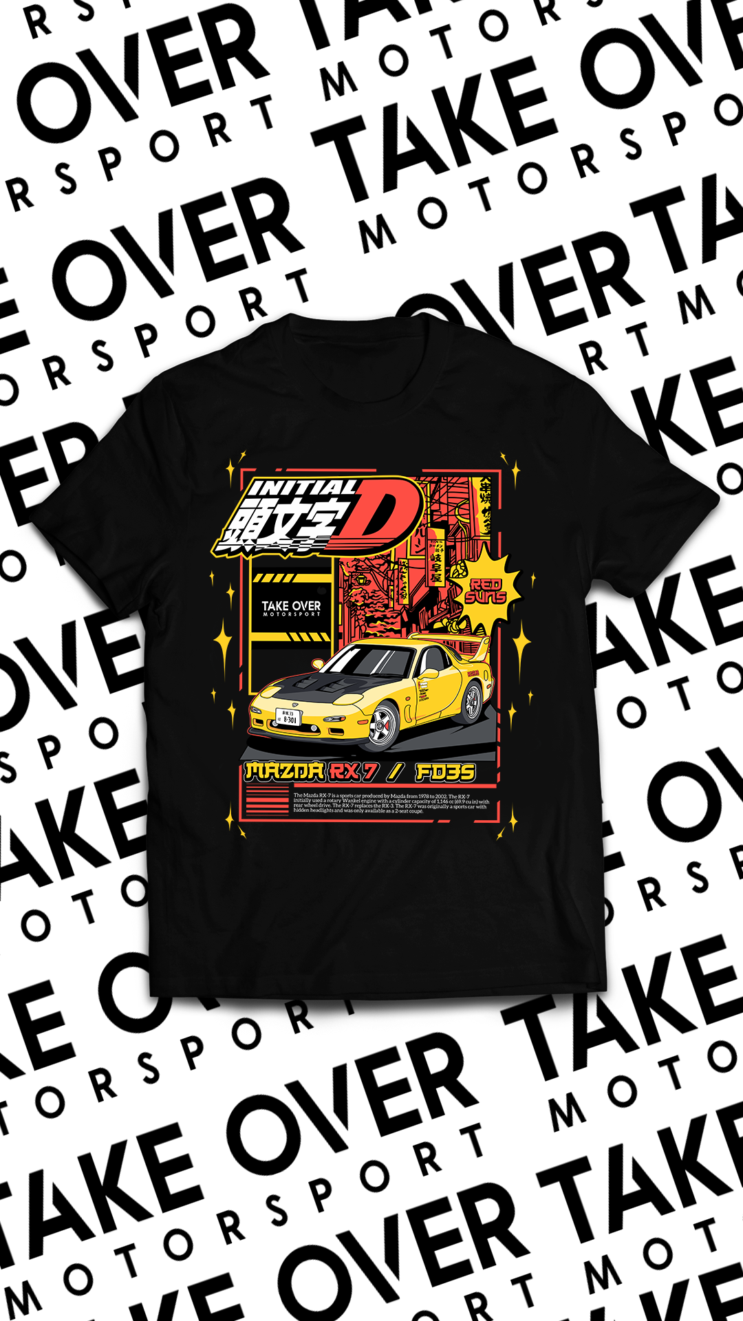 T-Shirt - Mazda RX7 FD3S x Initial D (Keisuke Takahashi)